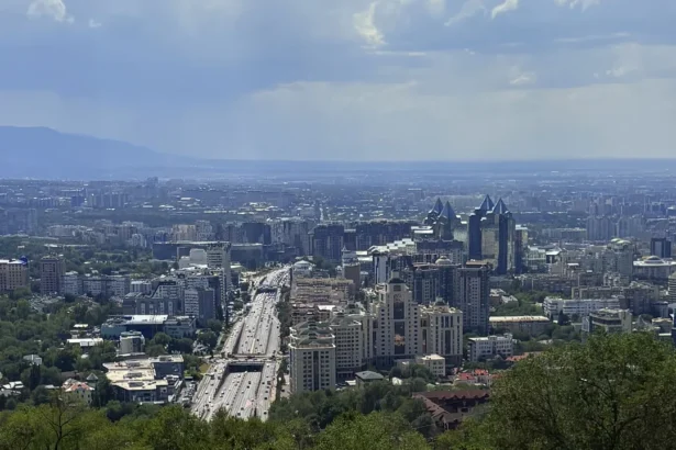 Almaty skyline in Kazakhstan, Central Asia's largest city and a regional technology hub